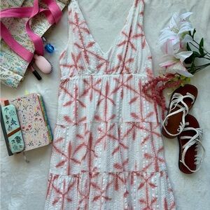 LOFT White/Coral Mini Dress